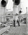 Circa 1898. League Island Navy Yard, Philadelphia. U.S.S. Brooklyn spar deck.